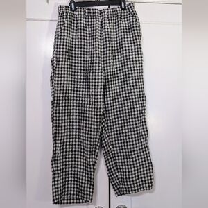 Quince Black and White Checkered Cropped Pants
